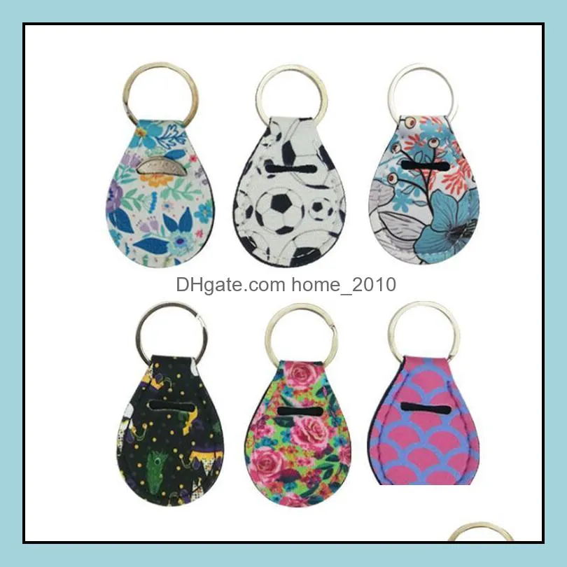 neoprene keychain sports printed chapstick holder favor leopard keychains wrap lipstick holders lip cover party favors gift 4 styles
