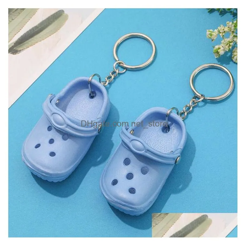 5 colors 3d mini croc shoe keychain hole shoes keyring clog sandal party favors key chains cartoon pendant gift