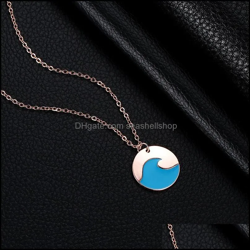 waves sea pendants necklaces chain fashion trendy jewelry gift beach necklace