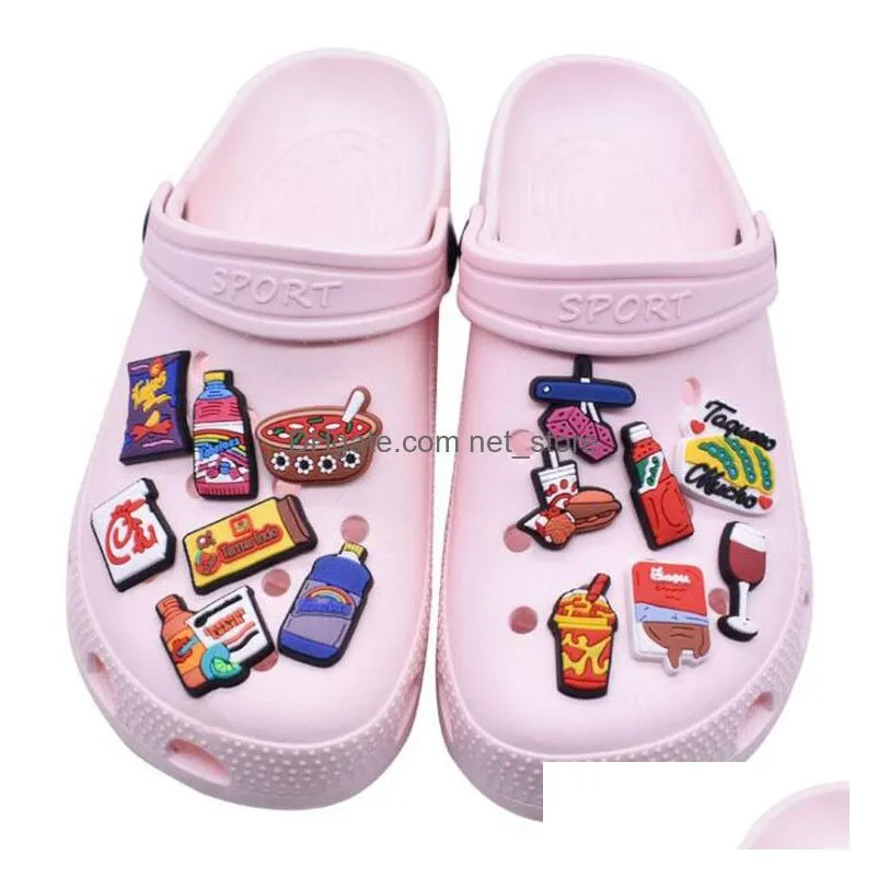 wholesale mix mexican croc charms pvc soft rubber shoecharms buckle fashion shoe accessories cartoon food clog charm