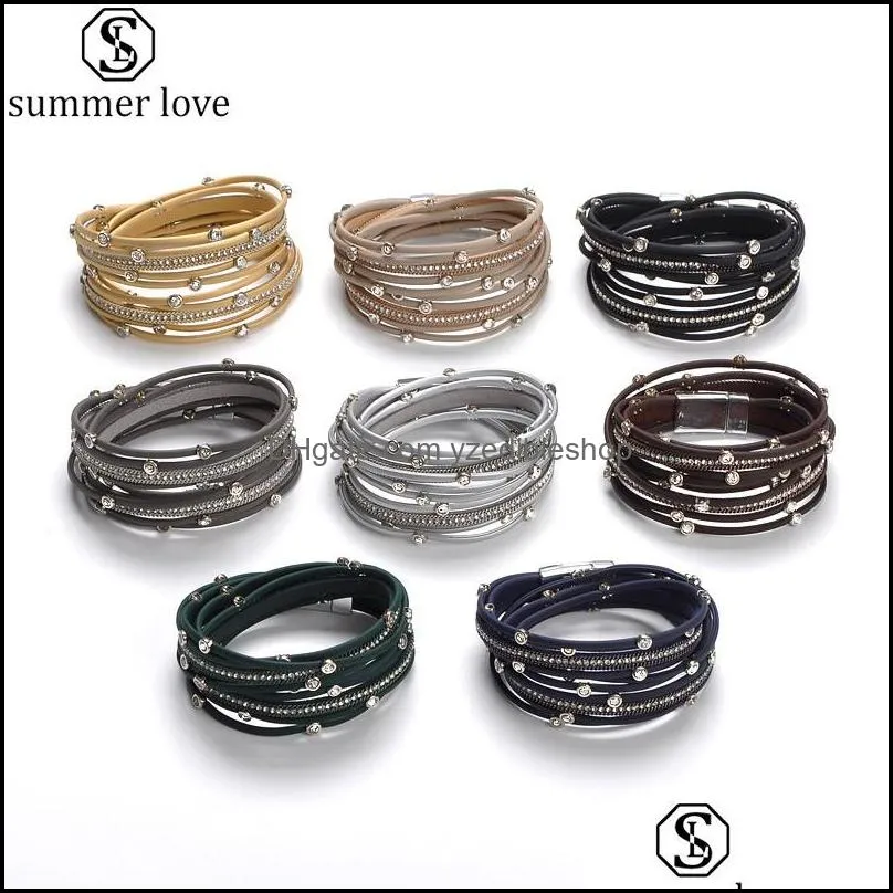 boho multilayer gorgeous bracelets leather wrap bracelet for women girls casual braided handmad charm wristbands valentines day
