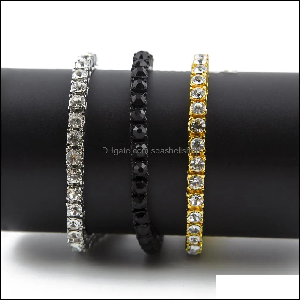 bracelets mens iced out 1 row bling bling clear simulated gold chain diamond bracelet