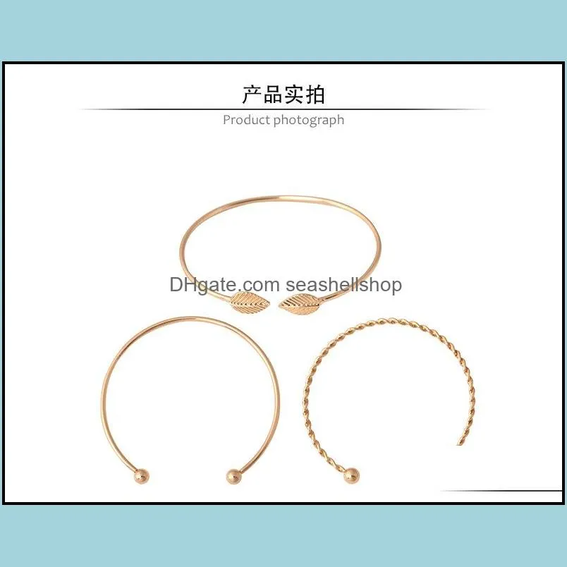 simple geometric bracelets sets 3 pcs/set engraving gifts summer beach accessories charm bracelet