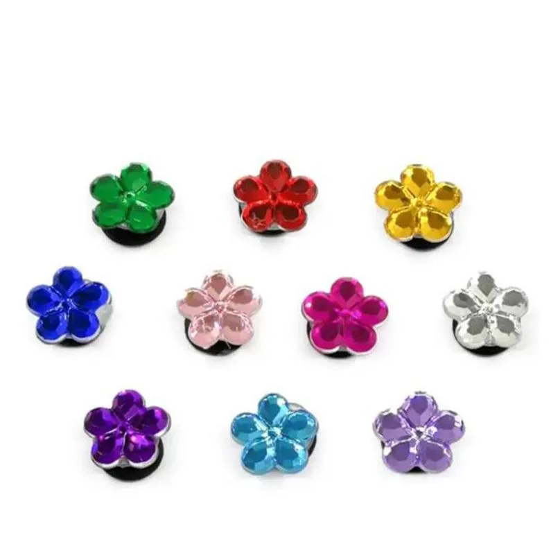 3 styles crystal croc charms round heart and flower shape shoecharms buckle clog bracelet wristband decoration part