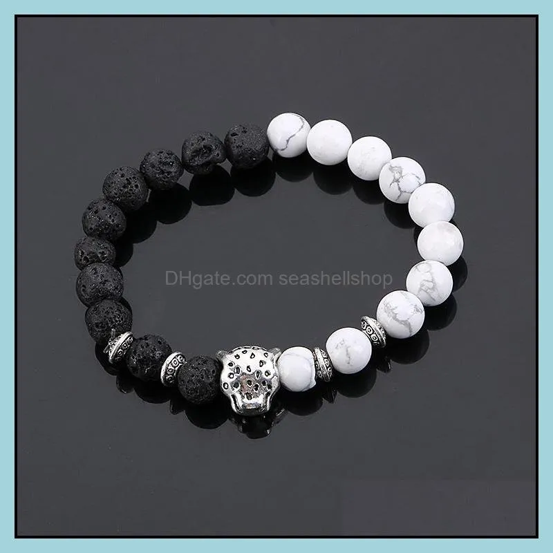 charm bracelet men bracelets gold plated leopard matte onyx natural stones for women men bead bracelet