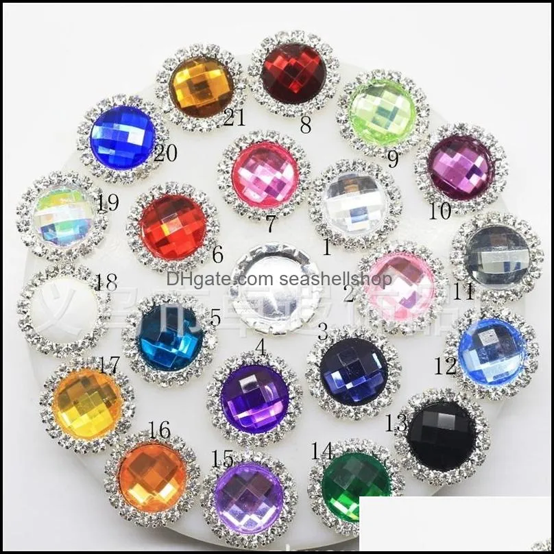 100pcs 23mm flatback acrylic crystal rhinestone wedding buttons embellishments diy hair accessories decor 2254 q2