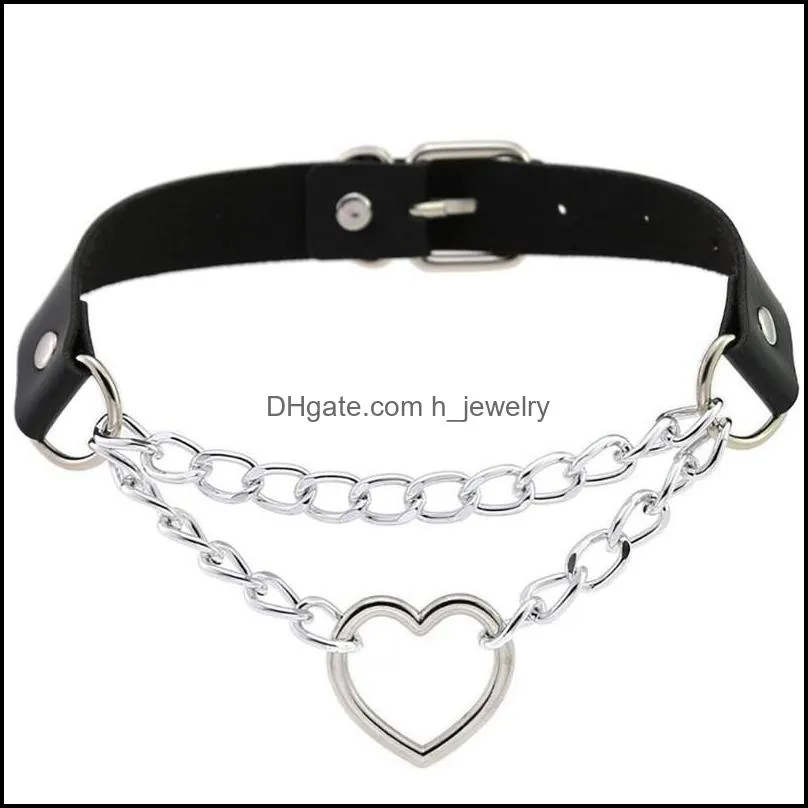heart loop punk choker for women adjustable soft pu leather cute party club jewelry necklace 3614 q2