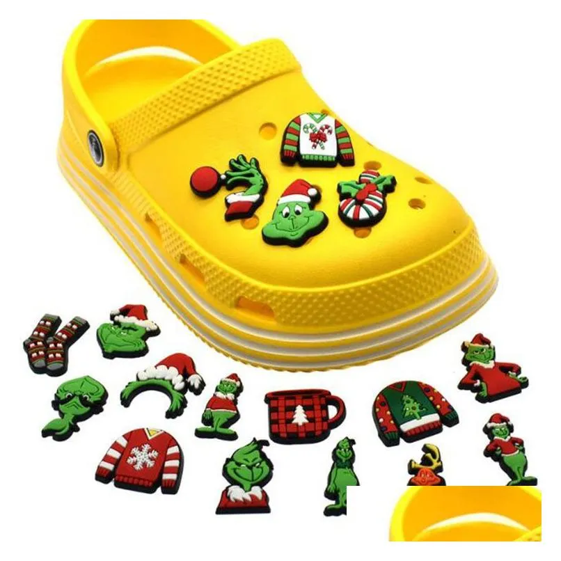 christmas party shoe decoration accessories pvc croc charms fashion shoecharms buckle gift
