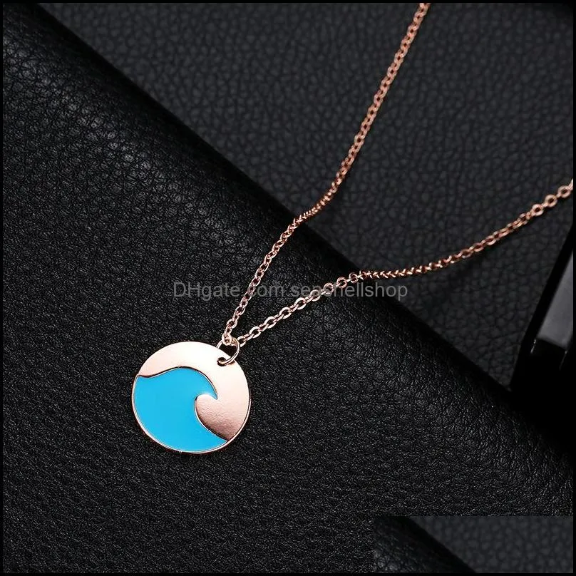 waves sea pendants necklaces chain fashion trendy jewelry gift beach necklace