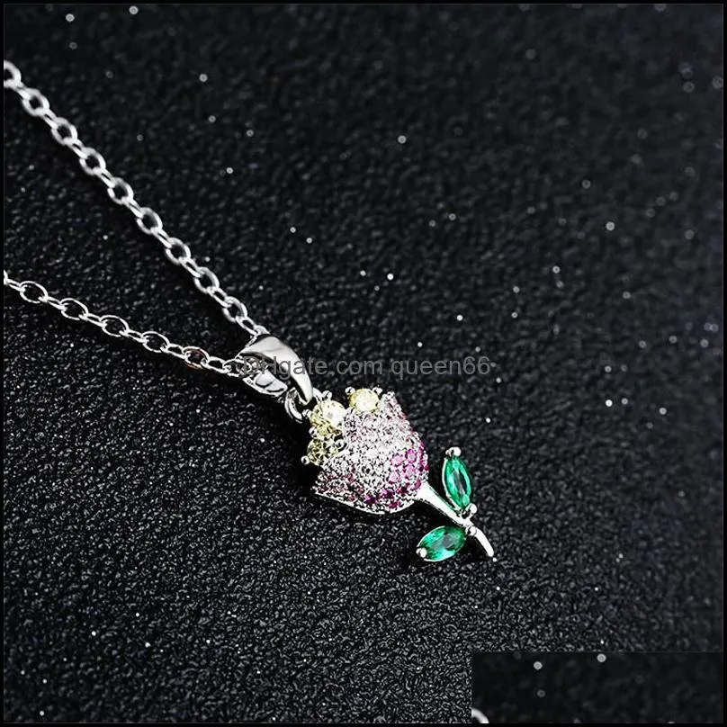 fashion rose flower necklace marriage rhinestone necklace earring gold silver chain cubic zircon wedding bridal jewelry christmas