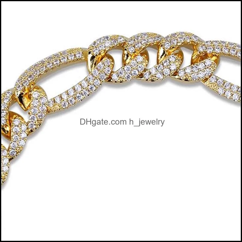 bracelets bangles jewelry fashion hip hop men women micro pave glaring zircon tennis luxury 18k gold plated chain bracelets 3488 q2