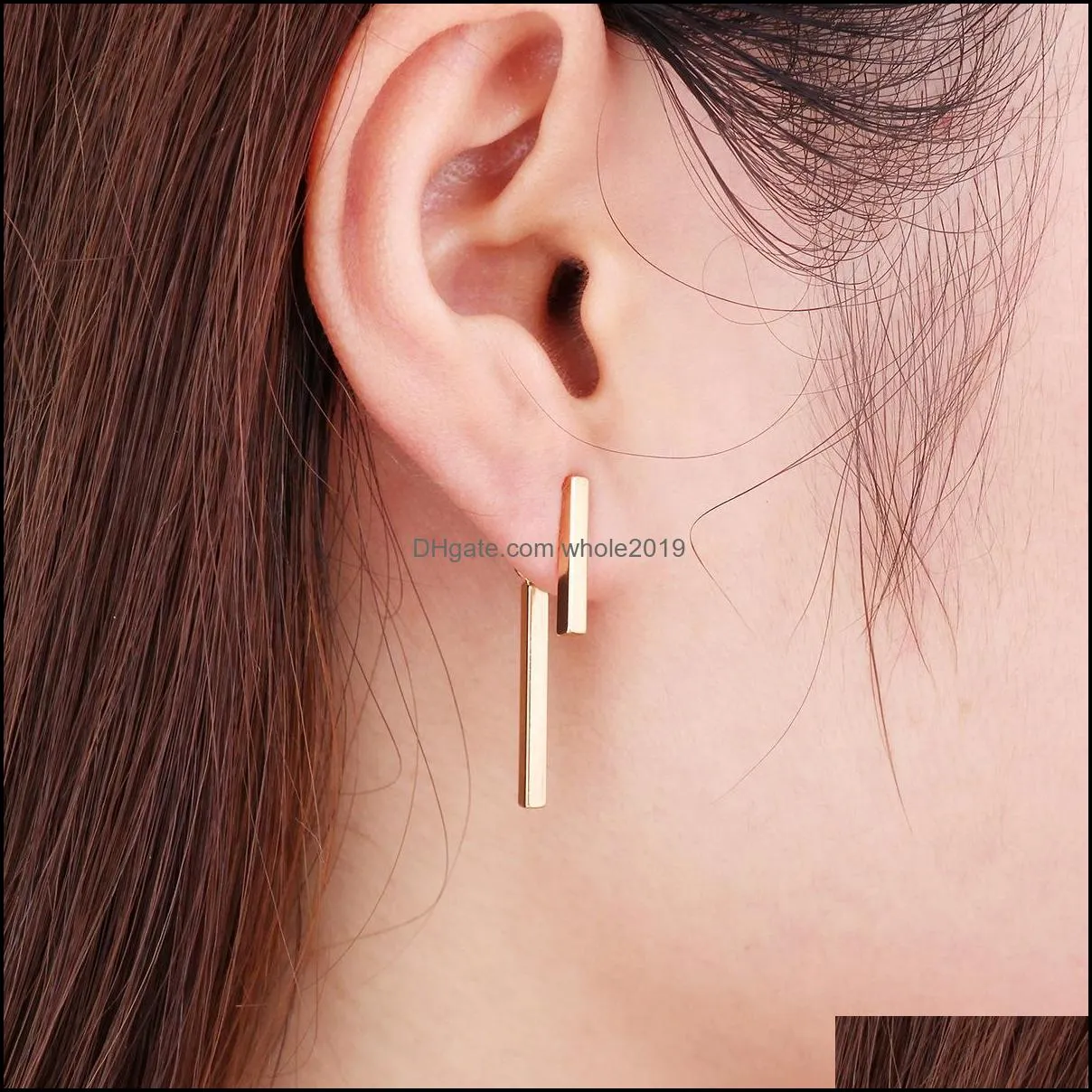 2021 fashion simple t bar dangle earring for women geometric ear jacket earrings wedding gifts