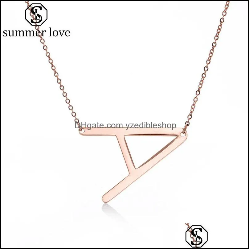 fashion simple alphabet necklaces for women stainless steel necklace rose glod chain az letter necklace initial personalized giftz