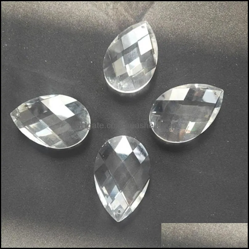 50pcs clear crystal faceted teardrop water drop cut prism hanging pendant jewelry chandelier part acrylic bead 609 q2