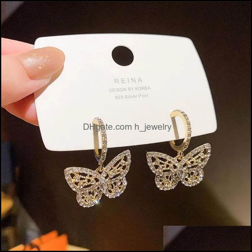 fashion cute gold color butterfly charm earrings for women gifts jewelry premium luxury zircon earrings 20220226 t2