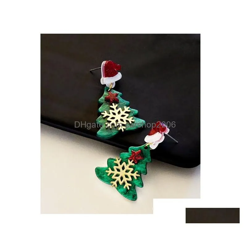 fashion jewelry christmas tree dangle earrings for women hat star decrorated stud earrings