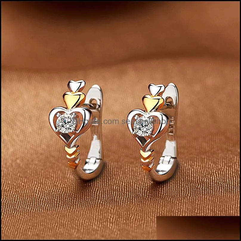 heart earrings for women jewelry silver earring gold split color hearttoheart stud earrings