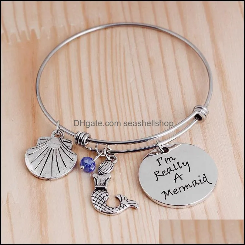 mermaid bracelet charm bangle charm bracele sea shell jewelry luxury charms bracelets