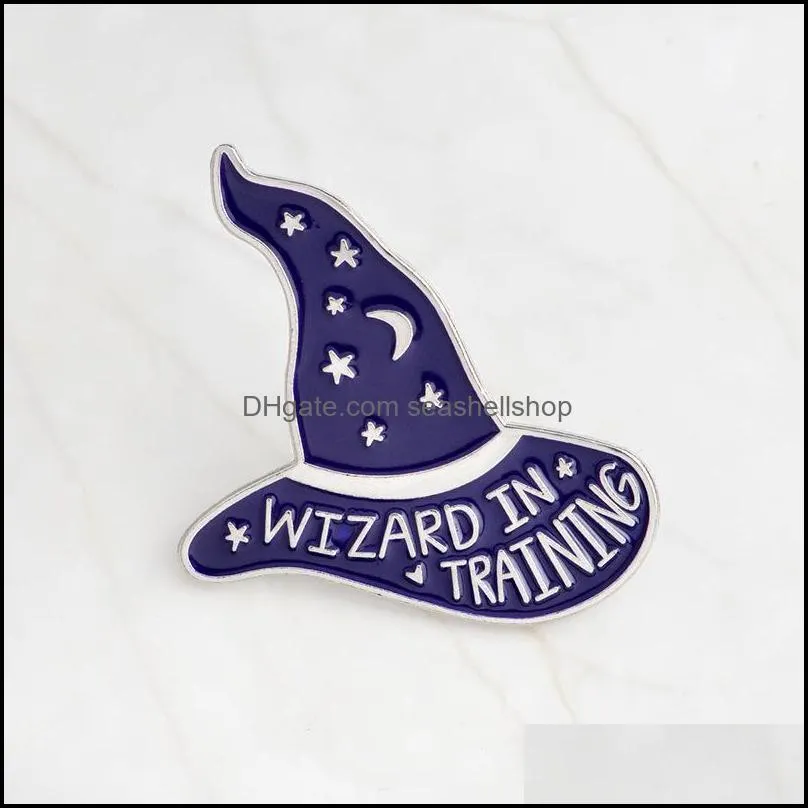 wizard in training basic witch hat brooches button pins denim jacket pin badge for bag tshirt jewelry gift for kids friends 315c3