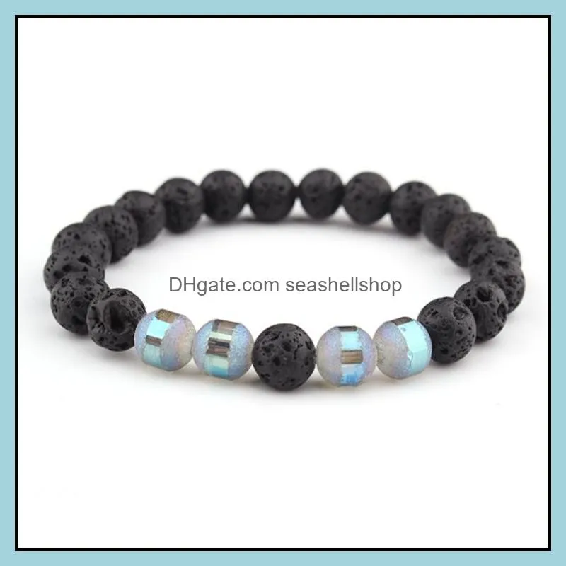 black lava rock beads 8mm chakra healing balance bracelet reiki prayer stone bracelet yoga chakra bracelet