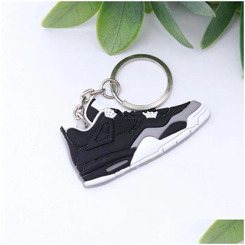 38 colors sneakers shoes keychains for men women 4 generation basketball gym shoes key chain bag charm car keyring accessories gift