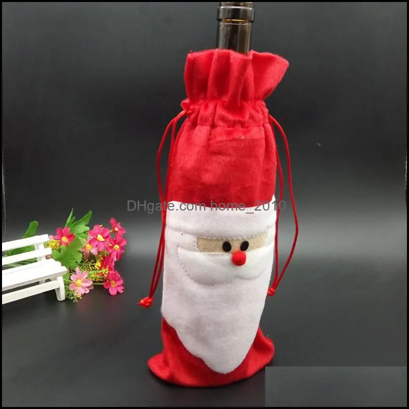 santa claus gift bags christmas decorations red wine bottle cover bags xmas santa champagne wine bag xmas gift 31x13cm wq101