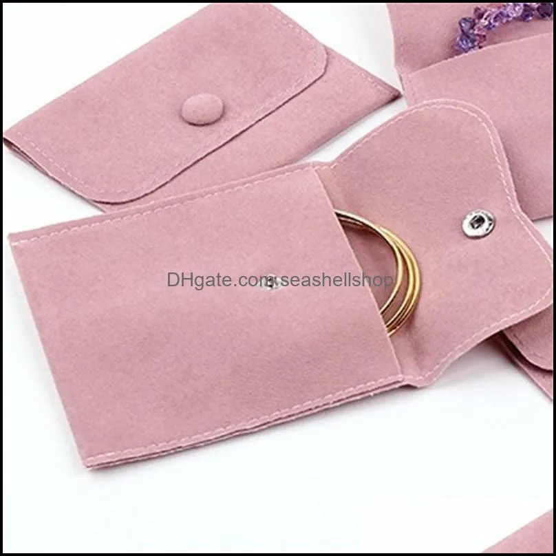 jewelry gift packaging envelope bag with snap fastener dust proof jewellery gift pouches made of pearl velvet pink blue size choice 503