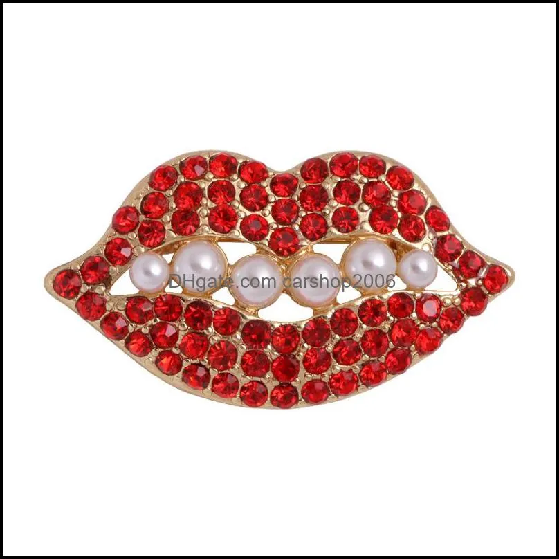 red lips love brooch rhinestone artificial pearl coat pin lady coat brooch fashion jewelry 3 8yn p2