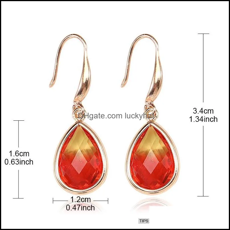 2020 trendy teardrop glass crystal dangle earrings gold color waterdrop long earring for women girls fashion jewelryz