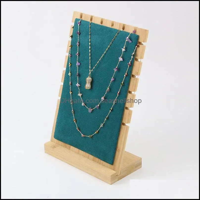 jewelry pouches bags wooden box display stand rack for necklace earring pendant chain holder board storage shelf 3411 q2