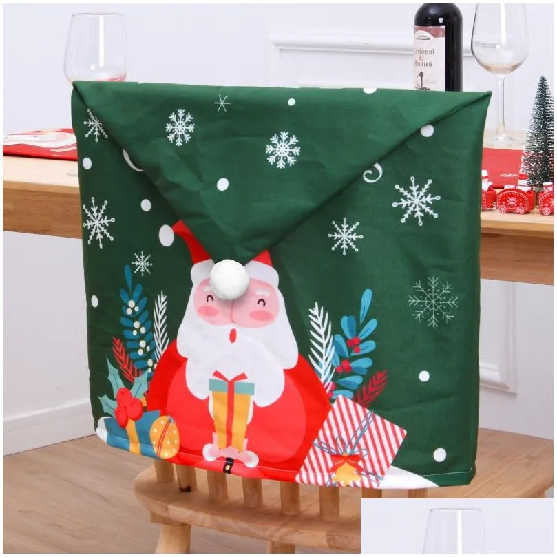 2023 christmas chair set santa snowman deer creative cartoon christmas tableware decoration doublesided printing