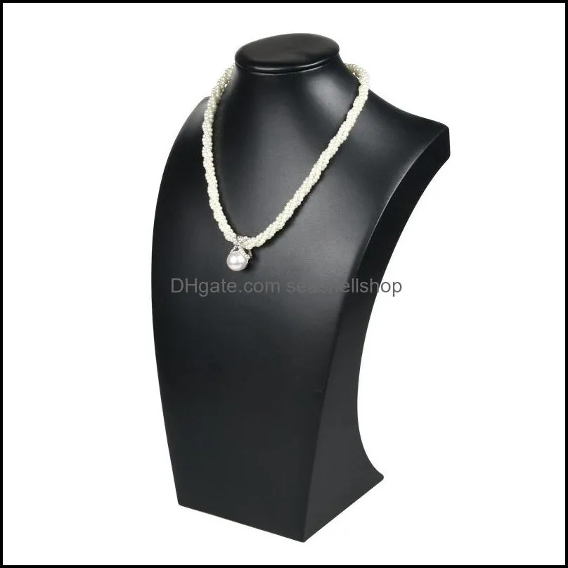 black pu leather necklace bust tall jewelry display stand neck form for jewellery window shelf exhibition counter top stand xpiwt 381