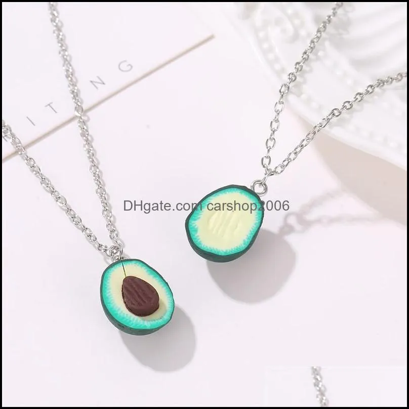 cute avocado shape pendant necklaces for 2 friend necklacesgirls boys pendant with heart friendship