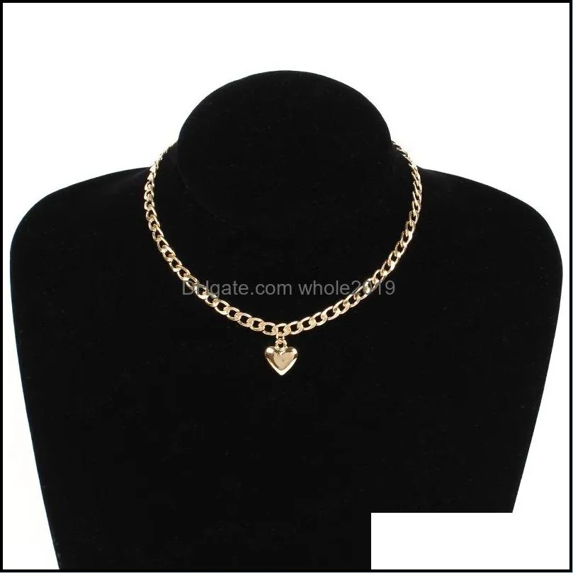  fashion cute heart choker necklac for women gold silver chain lock necklace high quality charm love pendant accessories jewelry