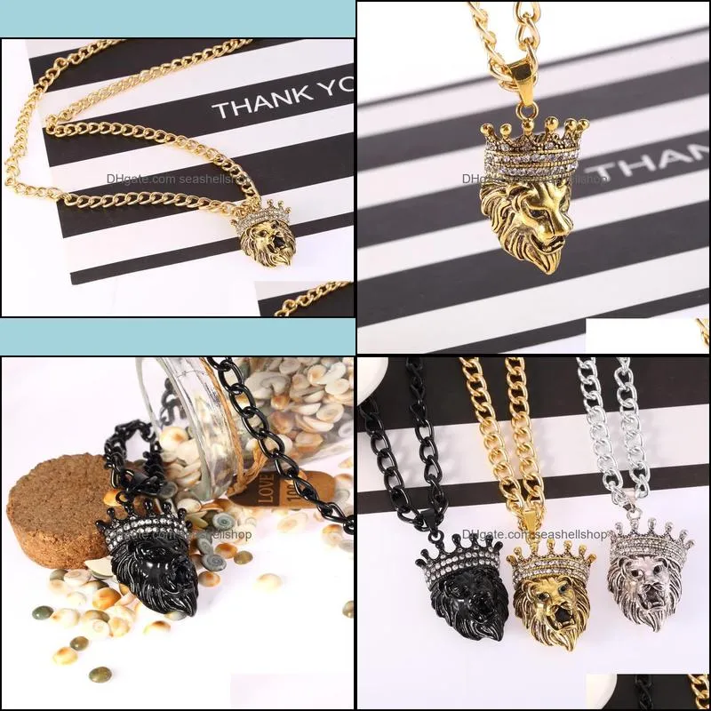  head crown pendant necklace hip hop jewelry mens necklaces