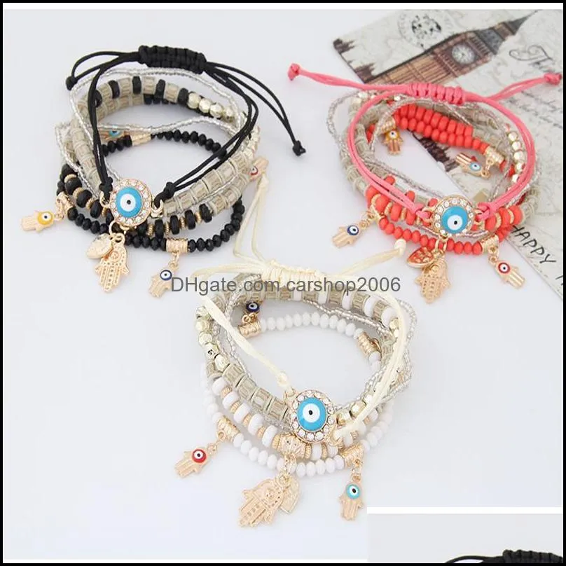 kabbalah fatima hamsa hand evil eye charms bracelets bangles multilayer braided handmade beads pulseras for women men gd1223 483 q2