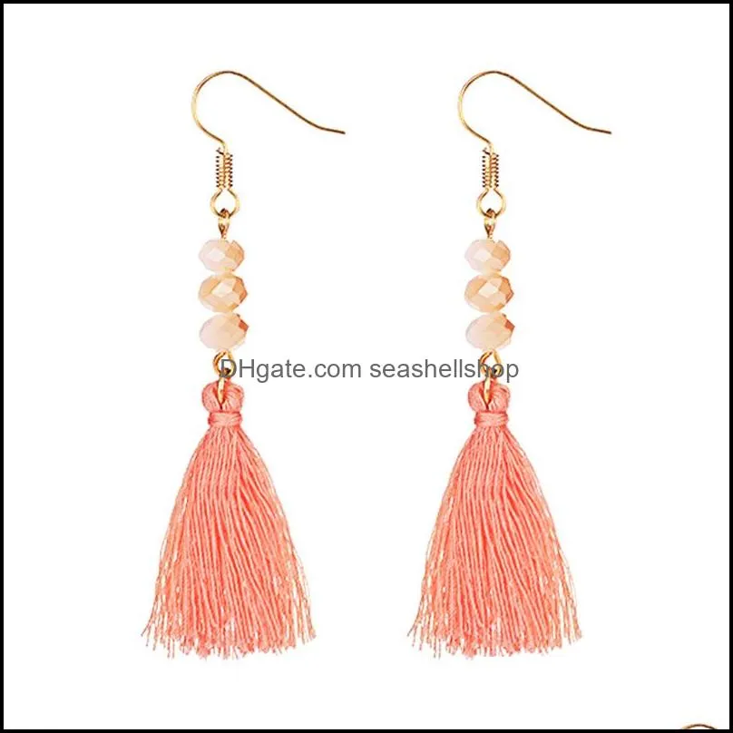 long tassel earrings silk fabric ethnic beads earrings bohemian earrings