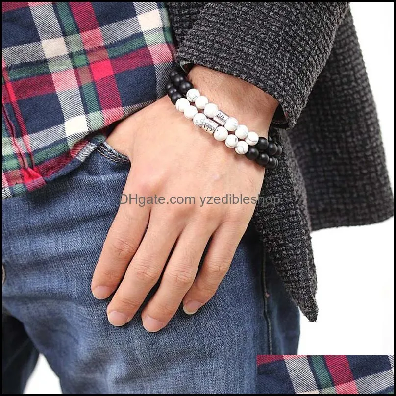 trendy white 12 constellations bead bracelet howlite black matta agate charm bracelet for men fashion jewelry wholesalez