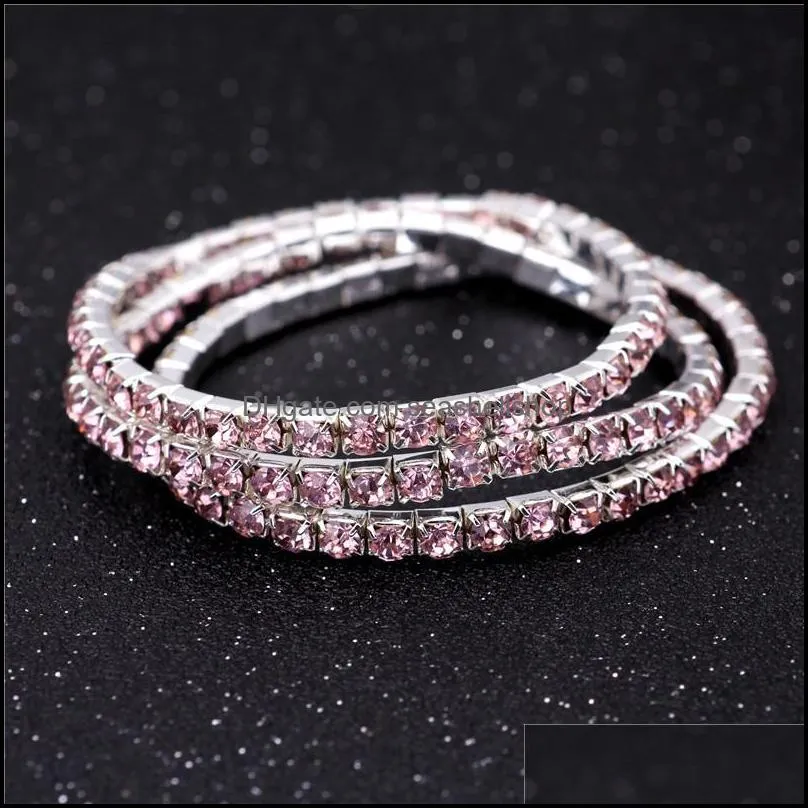 pretty rows crystal rhinestone bracelet bangle bling wristband women beautiful jewelry fashion wedding bridal bracelet