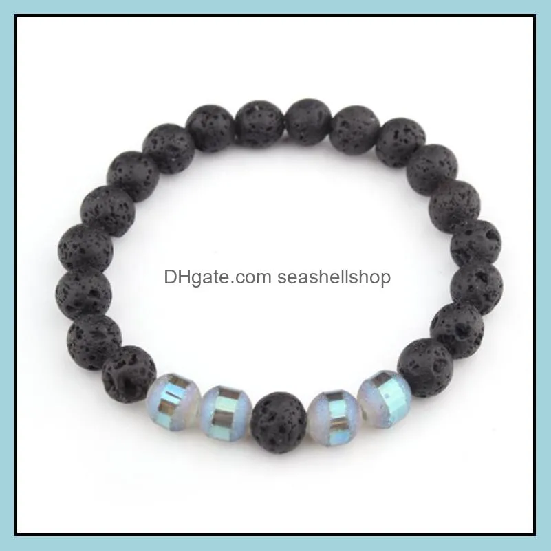 black lava rock beads 8mm chakra healing balance bracelet reiki prayer stone bracelet yoga chakra bracelet