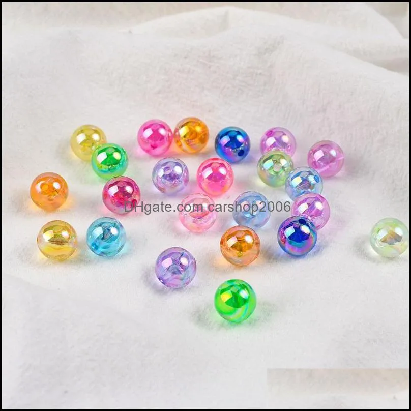 wholesale 100pcs beautiful round acrylic beads 8mm 4mm jewelry making 573 q2