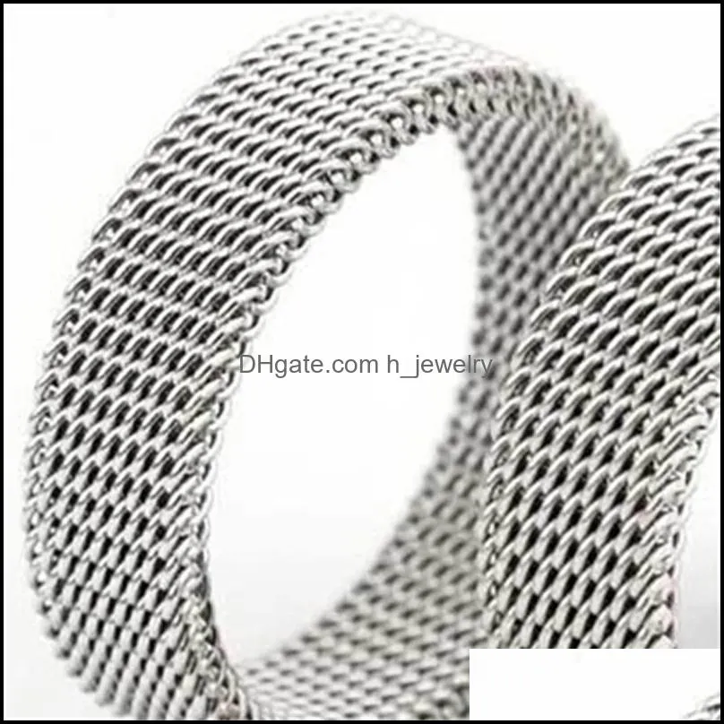 cluster rings 8mm wide stainless steel ring titanium couple deformable mesh o men jewelry wedding punk 3758 q2