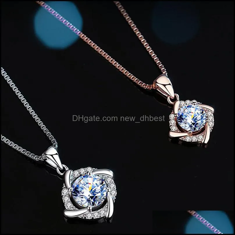 spinning windmill pendant necklace inlaid with crystal for women luxury jewelry wholesale silver necklaces dh 