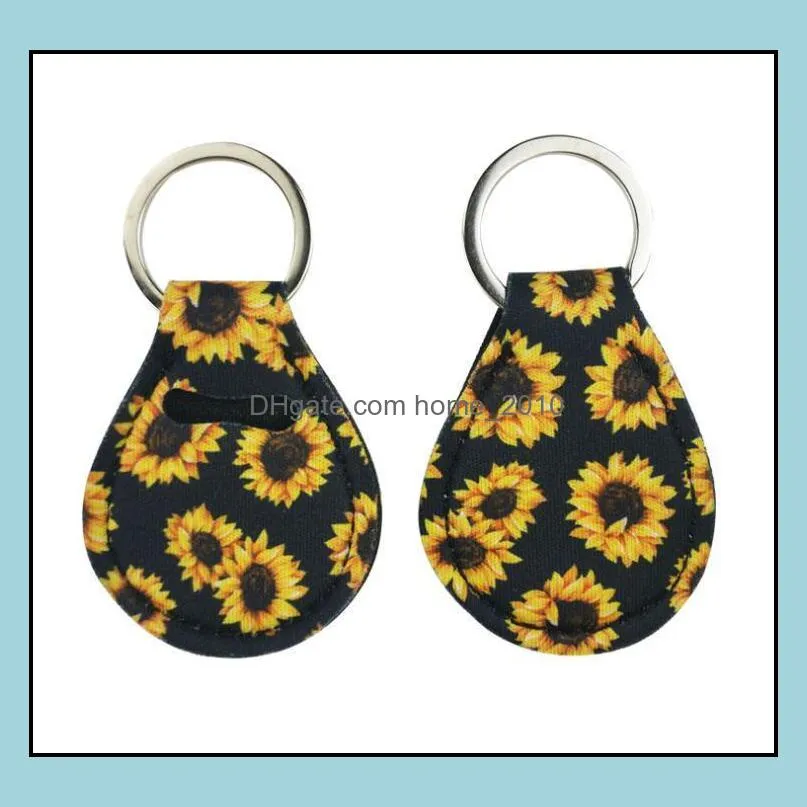 neoprene keychain sports printed chapstick holder favor leopard keychains wrap lipstick holders lip cover party favors gift 4 styles