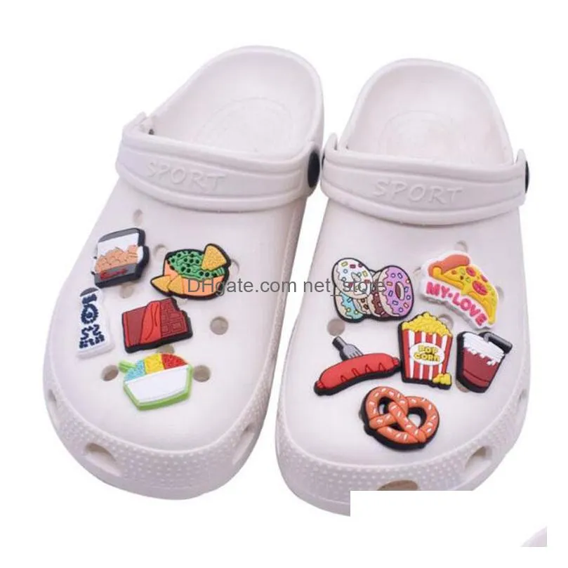 detachable food shoe charms pvc shoecharms buckle soft rubber garden shoe accessories for clog croc charm