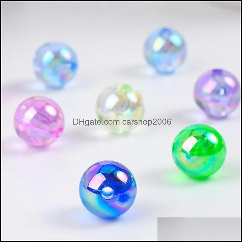 wholesale 100pcs beautiful round acrylic beads 8mm 4mm jewelry making 573 q2