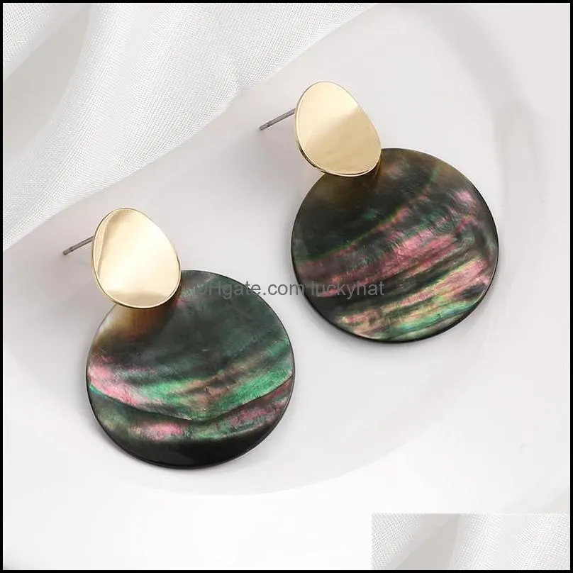 colorful natural shell round dangle earrings for women unique design shape statement fashion jewelry multicolor shell earringsz