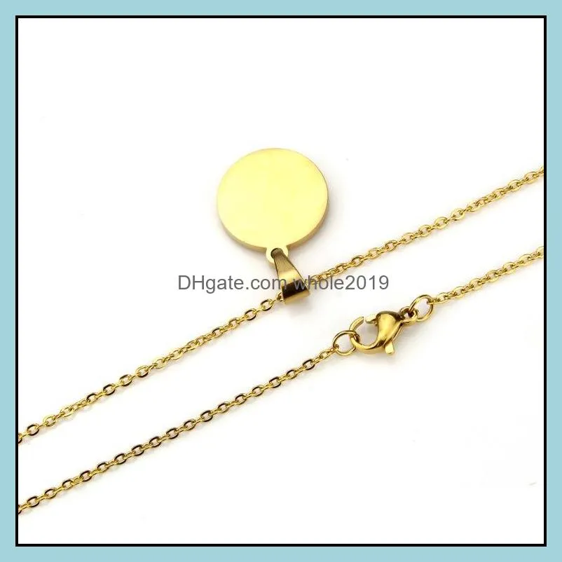 2020 summer stainless steel round shell pendant necklace for women girls az initial letter alphabet gold color jewelry valentines day