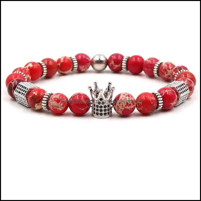 crown imperial stone bracelet men zircon natural stone bead bracelet