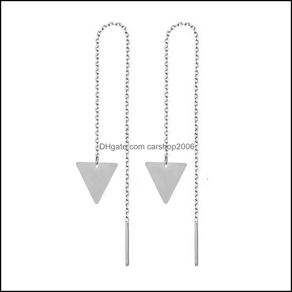 2021 fashion minimalist long dangle earring silver color simple tassel chain statement earrings women korea joker ear line jewelry